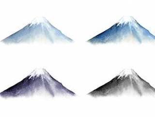 富士山 - 水彩画和水墨画风格