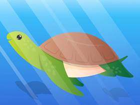 可爱的乌龟卡通水下插图