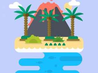 平坦的热带岛屿