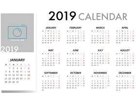 2019年周的日历从星期一开始