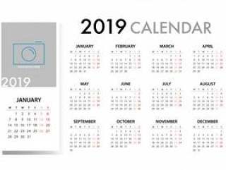 2019年周的日历从星期一开始