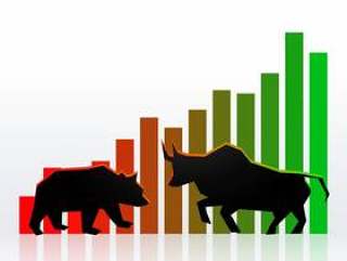 股市概念设计与公牛和熊显示利润
