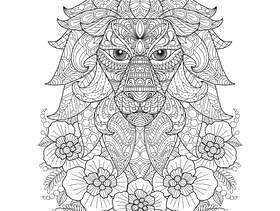手绘插画的zentangle风格的狮子