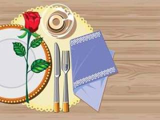 棕色表白餐厅用刀，叉和餐巾餐巾