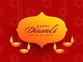 印度的diwali节日贺卡设计与吊灯
