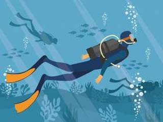 水肺潜水矢量图