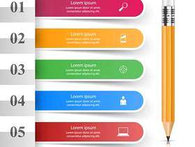 铅笔，教育图标。业务信息图表