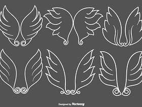 向量组的白线样式天使的翅膀图标