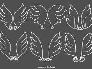 向量组的白线样式天使的翅膀图标