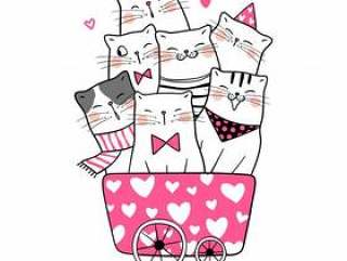 Draw cat in cart and word have a good day