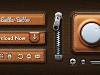 Leather UI Elements PSD