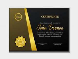 Beauty certificate with golden brand award medal emblem template