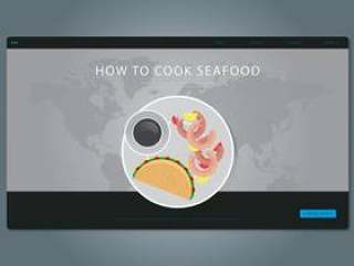 如何煮大虾。海鲜烹饪插图。网站模板