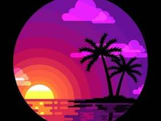 大海棕榈树风景