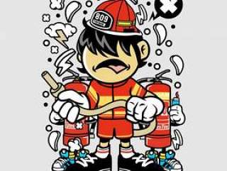 Firefighter Kid Cartoon