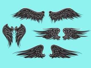 矢量纹章翅膀或天使