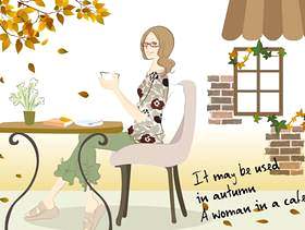一个女人放松在一家咖啡馆的插图