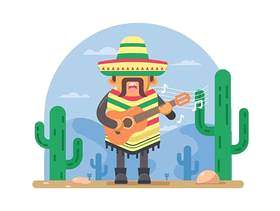  的墨西哥人弹吉他的插图