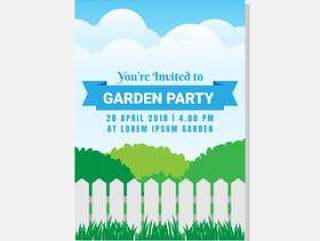 花园聚会邀请或贺卡模板