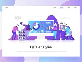 数据分析现代平面设计概念网页模板矢量素材下载