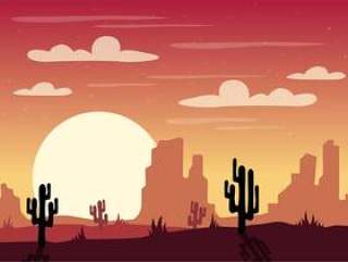 矢量沙漠风景插画