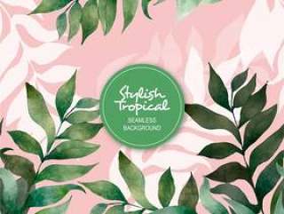 Stylish Tropical Watercolor Seamless Background