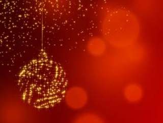 圣诞闪亮的装饰球红色闪光背景上