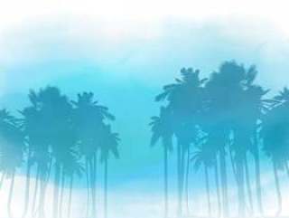 水彩的棕榈树