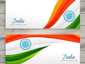 印度国旗横幅卡矢量设计插画