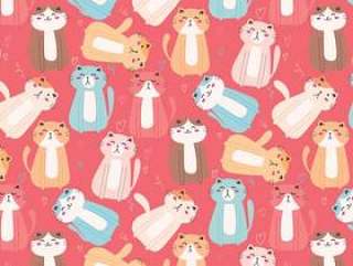 Cute Cat Pattern Background.
