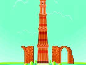 Qutub Minar的传染媒介例证在德里