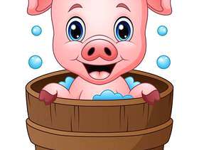 微笑的猪动画片沐浴的传染媒介例证