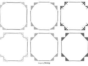 手绘方形框架集合