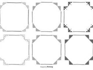 手绘方形框架集合