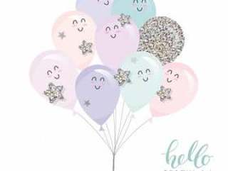 Cute kawaii balloons.