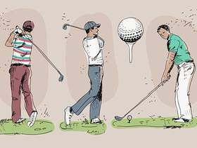 复古高尔夫玩家手绘矢量图