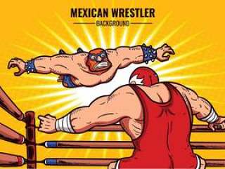 墨西哥摔跤手卡通插图