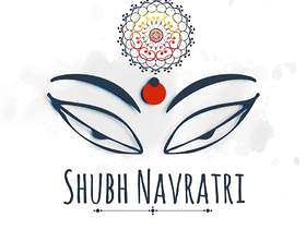 shubh（快乐）navratri庆典设计与maa durga美丽