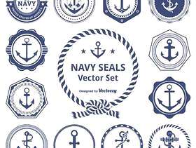 复古海军印章矢量包