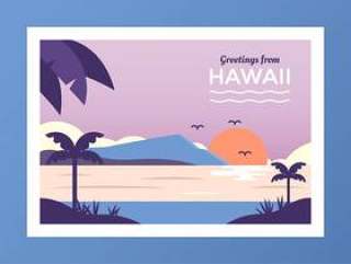 明信片从夏威夷传染媒介