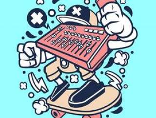 Mixer Skater Cartoon
