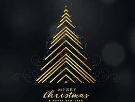 用线条背景做的优质金色圣诞树设计