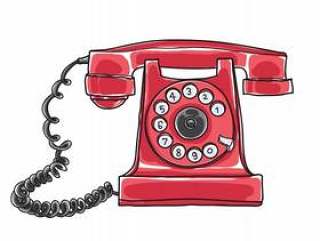 红色古色古香的轮循拨号电话手绘矢量