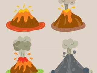卡通火山矢量