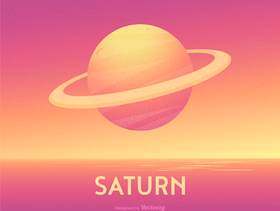 在五颜六色的神秘的背景隔绝的土星圆环