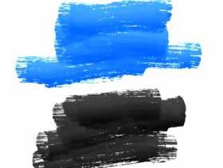 蓝色和黑色的油漆中风染色