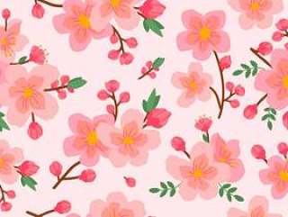 美丽的粉红色梅花无缝模式