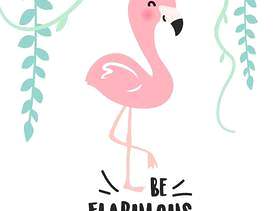 可爱的粉红色卡通火烈鸟设计