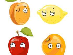 桃柠檬苹果和橙色面孔