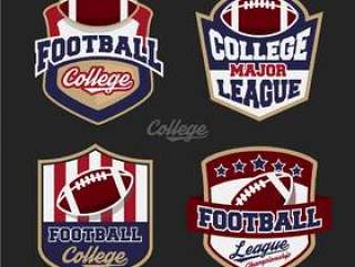足球学院联盟徽章标志与四色设计一套